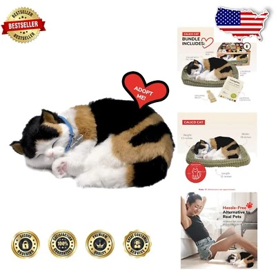 Lifelike Calico Cat Plush: Realistic Interactive Cat Toy for Kids and Seniors