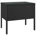 Outdoor Side Table Garden Patio Bistro Coffee Stand Wicker Rattan Tempered Glass