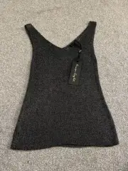 Phase Eight Cassia Metallic Knitted Vest Top UK 10 Gunmetal BNWT Brand New
