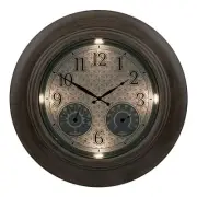 La Crosse Clock 21 in. Brushed Brown Indoor/Outdoor Lighted Leaves Quartz Analog