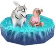 Foldable Dog Kiddie Pool 48In - Hard Plastic Collapsible Paddling Pool