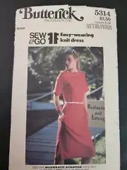 Butterick 5314 Knit Dress - VTG SEWING PATTERN SZ Med