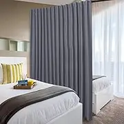 DWCN Privacy Room Divider Blackout Curtain - Patio Sliding Door Curtains, Extra Wide Thermal Curtains with Back Tab & Rod Pocket for Living Room and Bedroom Partition, 120 x 96 Inches, Dark Grey