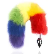 Colorful Fox Tail Steel Butt Plug Medium BDStyle