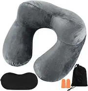 [XhjzgcTech] Inflatable Travel Pillows for Sleeping Airplane Inflatable Neck Pillow for Traveling Pillow Inflatable Travel Neck Pillows for Airplanes Sleeping, Train, Car, Office, with Eye Masks, Earplugs