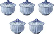 Set of 5 Flower Tokusa with Lid [3.9 x 3.3 inches (10 x 8.5 cm) (200cc)] | Sencha with Lid (Arita Ware), Arita Ware Setomonohonpo, Japanese Language Book
