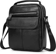 [newsbirds] Men's Leather Shoulder Bag Handbag Men's Bag Leather Wrist Bag Men's Shoulder Bag Crossbody Bag Men (Black)