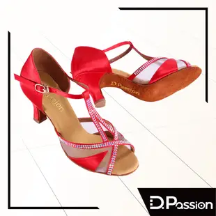 【D.Passion美佳莉】拉丁 社交舞鞋  12013 紅緞 2.5吋