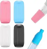 TAVVKE 4-Pack Reusable Silicone Sleeves for Leak-Proofing Travel Toiletries - Elastic Covers for Shampoo Bottles and Containers