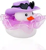 XIHIRCD Car Ducks for Dashboard, Cute Car Rubber Duck Ornament Purple Duck Decoration Accessories with Glasses Hat Skirt for Car Table Refrigerator Decoration