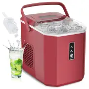Countertop Ice Maker – 26Lbs/Day, Portable, Self-Cleaning, Compact (Red)