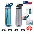 Durable 24oz Tritan Water Bottles - Hidden Nozzle & Easy Flip-Up Lid, Black/Cyan