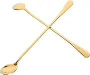 Alipis 2pcs Long Handle Ice Spoon Stainless Steel Bar Stirrer for Cocktails Tea and Home Bar Accessories
