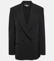 [Stella McCartney] Stella McCartney Oversized double-breasted wool-blend jacket AU 4 black