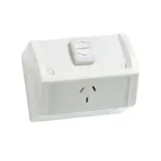 Clipsal Weatherproof Single Switched Powerpoint Ip53 10 Amps 250V Resistant White - WSC227/1-RW