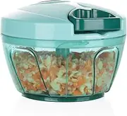 Ourokhome Mini Garlic Chopper Grinder - Manual Processor for Vegetables, Garlic, Onions (Blue)