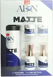 AEON Matte Top Coat Refill Kit Non-Cleanse, 1x80oz/240ml, 4x15ml Bottles, Designed for Salon Professional