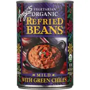 Amy'S Vegetarian Organic Refried Beans With Green Chiles Mild 15.4 Oz
