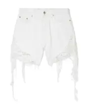 Pierced denim shorts 26,27 White