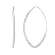 14kt Gold White Finish 35x20mm Shiny Marquise Hoop Fancy Earring with Slide Clas