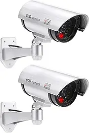 2 x Professional Security Cameras Dummy Outdoor Cameras Dummy Camera with Lens and Flashing Video Surveillance Goods Security