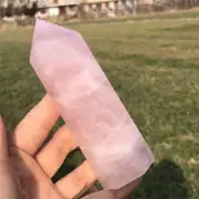 270g Natural Rose Quartz Obelisk Quartz Cystal Point Wand Tower