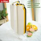 3 pcs Set TPU Anti bacterial Chopping Board Cutting Board With Rack Clean Brush