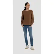 Replay Womens Crew Neck Knitwear Oversized Sweater In Ribbed Cotton Green