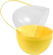 HEALEEP Large Clear Fillable Eggs with Handle Reusable Transparent Egg Containers for Party Supplies and Holiday Decoration