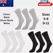 3-Pack Unisex Cotton, Polyester and Elastane Cushioned Crew Socks AU*
