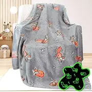 UOFON Fox Gifts Toys for Kids Boys Baby- Glow in The Dark Blanket Fox Presents for Birthday Christmas Halloween Valentine's Day Easter Age 12 3 4 5 6 7 8 9 10 Years Old Toddler