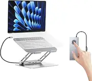 Minisopuru USB C Laptop Docking Station Stand with 4K HDMI, 100W PD, Docking Station for MacBook Pro/Air/Dell/HP/Surface, Adjustable Laptop Stand for 10-17" Laptops & Tablet(4 USB A, RJ45, SD3.0)