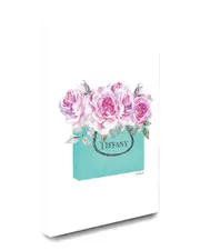 Stupell The Stupell Home Decor Collection High End Teal Shopping Bag Filled with Pink Roses