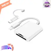 Dual Slot SD/TF Card Reader for iPhone & iPad, Plug and Play, White