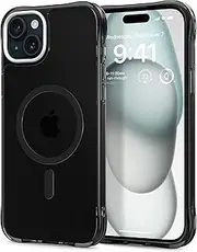 Cyrill by Spigen Ultra Sheer Mag Case Design for iPhone 15 Case 6.1-inch [Compatible with MagSafe] Magnetic Ring Protective Bumper Cover - Black