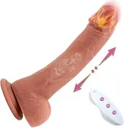 Thrusting Dildo Vibrator Sex Toys - Realistic Dildos for G Spot Anal Stimulation with 6 Thrusting & Heating Mode, Blowjob Silicone Dildo Remote Control Adult Toy for Women Couple