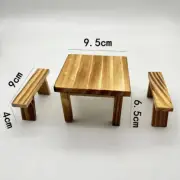 3PC 1/12 Scale Dollhouse Miniatures Furniture Old Dining Table Stool Dining Room