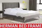 PREMIUM HERMAN KING SINGLE DOUBLE QUEEN KING SIZE GREY VELVET WING BED FRAME
