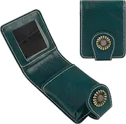 Lipstick Holder Case with Mirror for Purse, Portable Makeup Lip-Gloss Pouch, Small Travel Cosmetics Organizer for Women, Teal Green