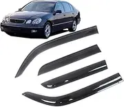 Auto Black Car Side Window Visor Guard Vent Awnings Shelters Rain Guard Door Ventvisor Compatible with Lexus GS300 GS400 GS350 2000-2014(Compatible with GS300 00-05 Year)