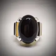 Handcrafted Natural Aqeeq Ring sterling silver 925, unique Islamic Jewelry