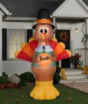 10' GEMMY GIANT TURKEY WITH PILGRIM HAT Airblown Yard Inflatable