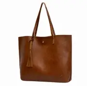 women's soft faux leather shoulder bag lychee pattern tassel
