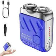 Luggage Electric Shaver,Beard Shaver Mini and Portable Suitcase Design,Electric Mini Razor Portable Electrics Shavers,USB Rechargeable (Blue)