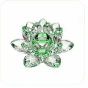4 inch Green Hue Reflection Crystal Lotus with Gift Box USA Seller!!