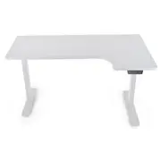 FORTIA 145W x 60D x 85D Dual-Motor 80kg Load Adjustable Sit-Stand Up R-Hand Sided Corner Desk - White/White Frame