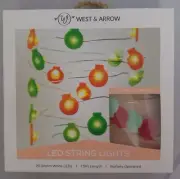 West & Arrow Red & Green Mini Ornament String Lights 20 Warm White LED's 7.5 ft