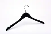 Adult Matte Black Wooden Top Hanger with Silver Hook (Box of 25)