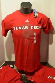 ADIDAS Texas Tech Silhouette S/ Sleeve Red Shirt Mens Sizes S- XXL NWT Athletic