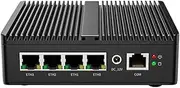 HKUXZR Micro Firewall Appliance, 4 Inter i226-V 2.5Gbe LAN Ports, Fanless Mini PC Celeron N150 Quad Core, Support AES-NI Barebone Router PC VPN HDMI/DP USB3.0 16GB DDR5 256GB M.2 Nvme